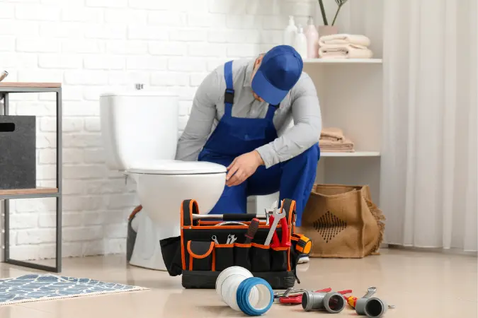 Plumber Repairing Toilet Seat
